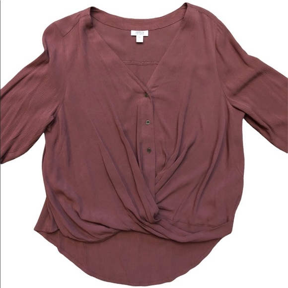 Draped Knot Front Button Top Shirt - Picture 1 of 12